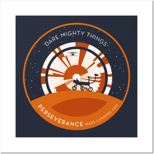 Mars Perseverance Rover Parachute (black and blue backgrounds) Posters and Art